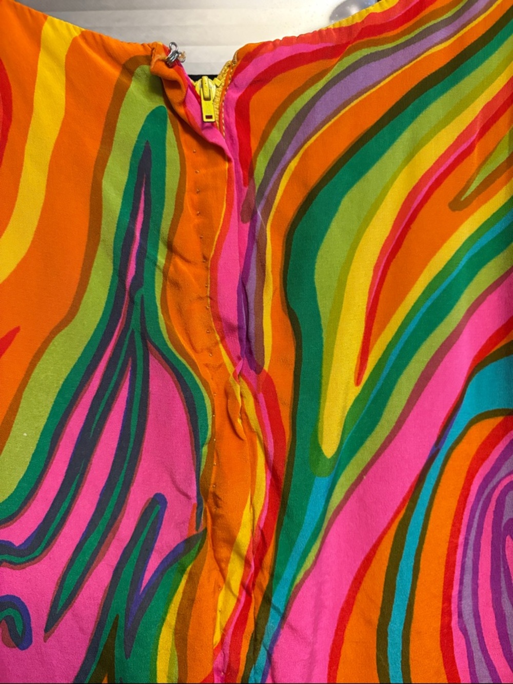 Vintage Multicolor Swirl Maxi Dress - Pink, Orange, Yellow, Green, Purple - Picture 3 of 5